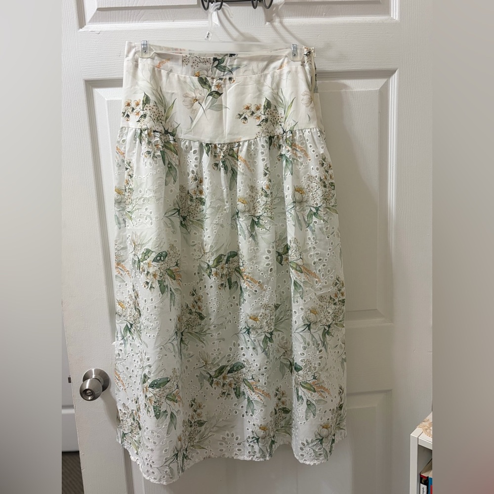 Peach Floral A-Line Skirt